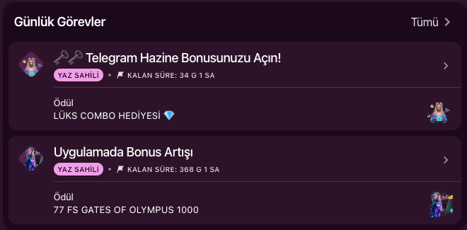 Lüks Casino günlük görevler ve Ödül Kazan hub ekranı